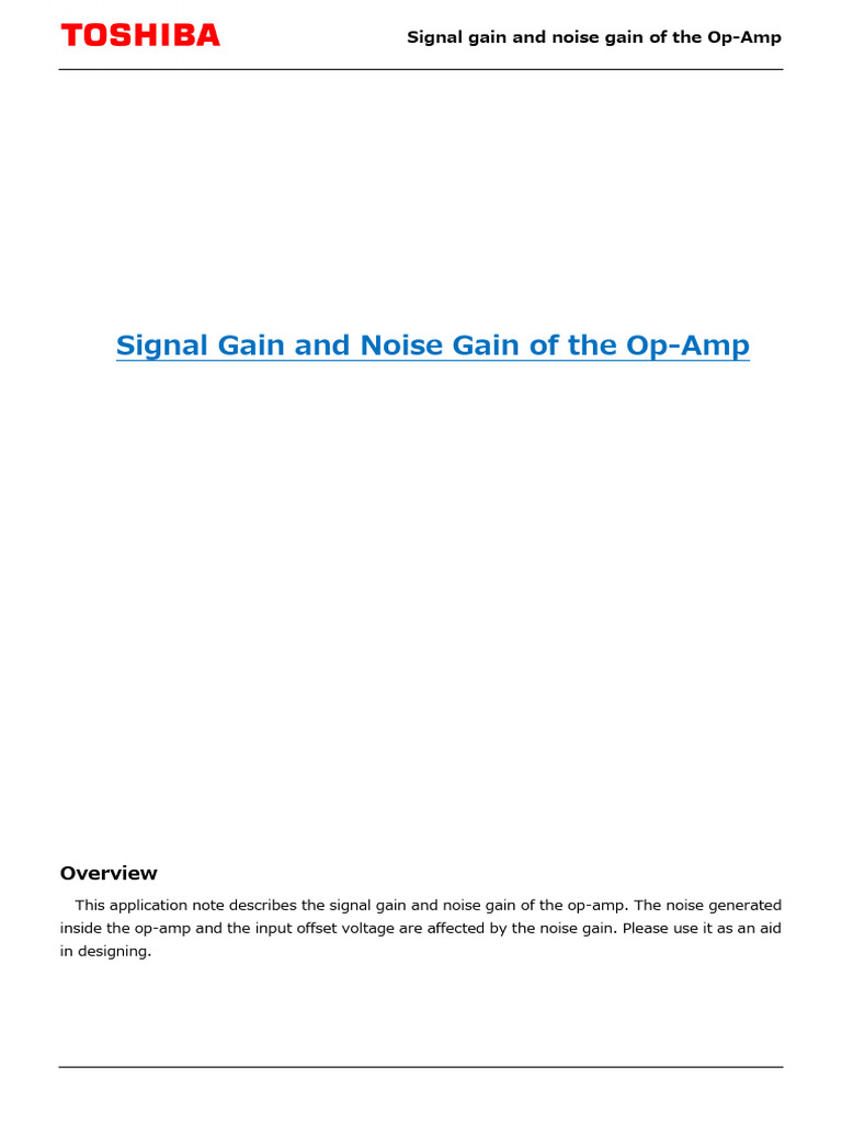 Signal Gain and Noise Gain of The Op-Amp | PDF | Operational Amplifier ...