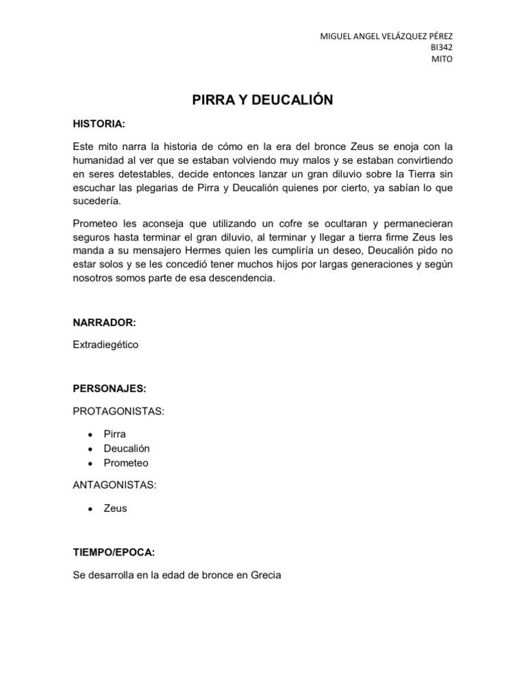 Mito de Deucalión y Pirra | PDF