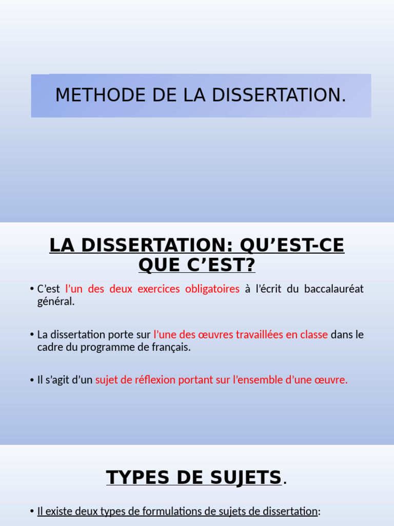 Méthode de Dissertation en Français | PDF