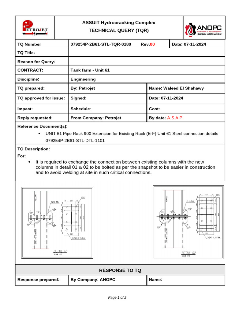 079254P-2B61-STL-TQR-0180 - UNIT 61 Pipe Rack 900 Extension For ...