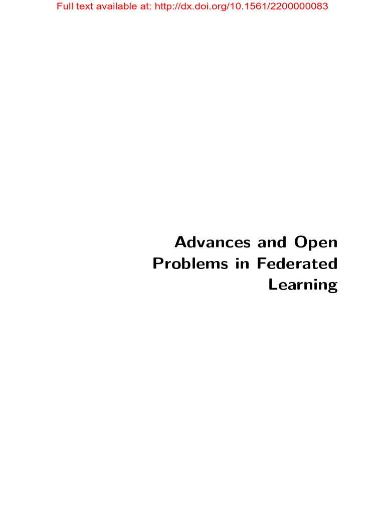 2021 Advances and Open Problems in Federating Learning | PDF ...