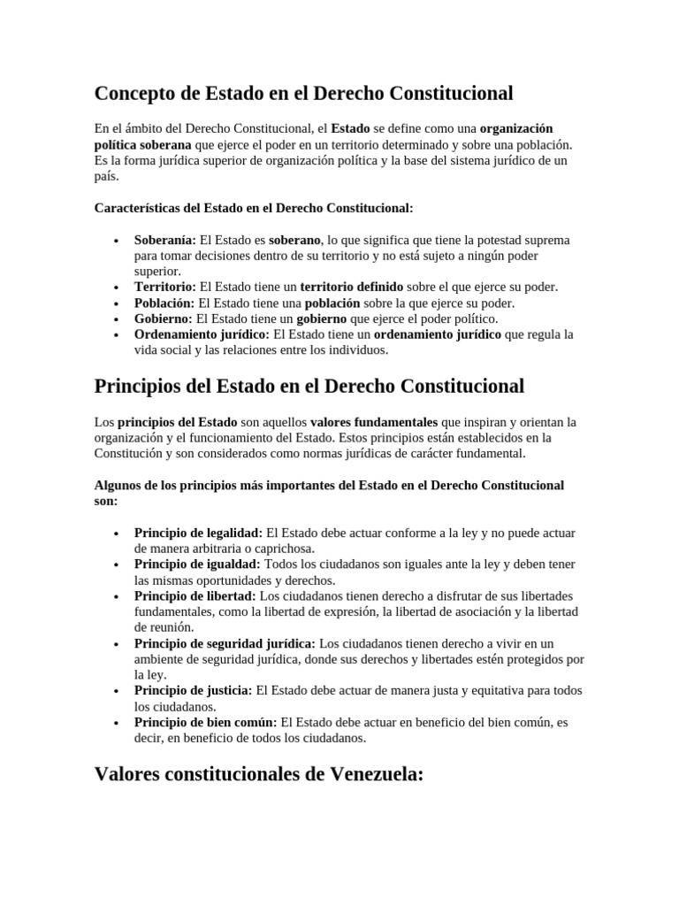 Concepto de Estado en El Derecho Constitucional | PDF | Estado ...