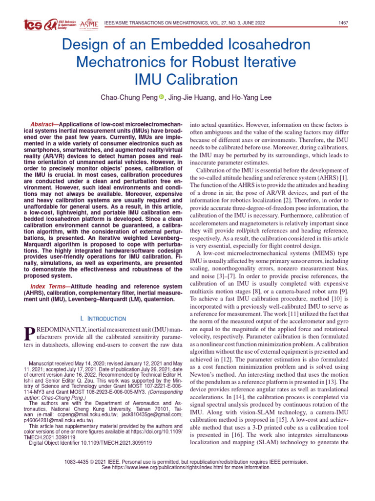 Design of An Embedded Icosahedron Mechatronics For Robust Iterative IMU ...
