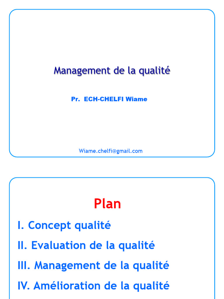 Management de la Qualité : Concepts et Normes | PDF | Management de la ...