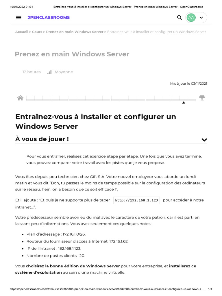 Installer et configurer Windows Server | PDF | Serveur (Informatique ...