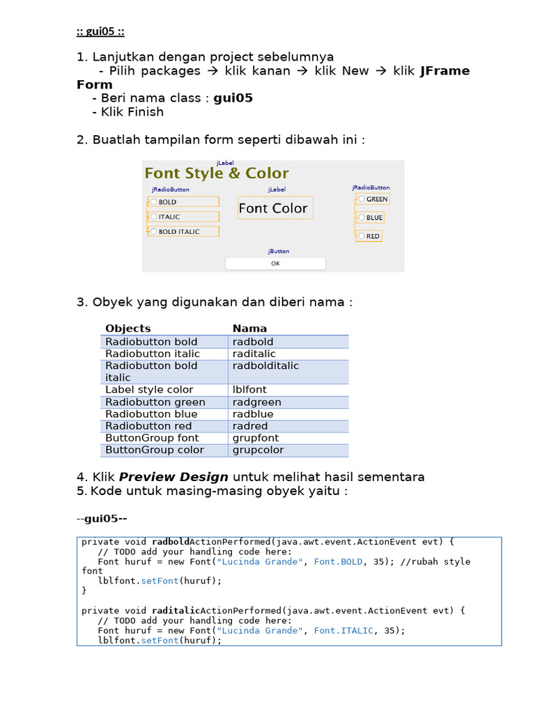 Latihan GUI #5 jRadioButton | PDF