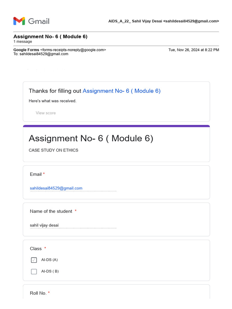 Gmail - Assignment No - 6 (Module 6) | PDF