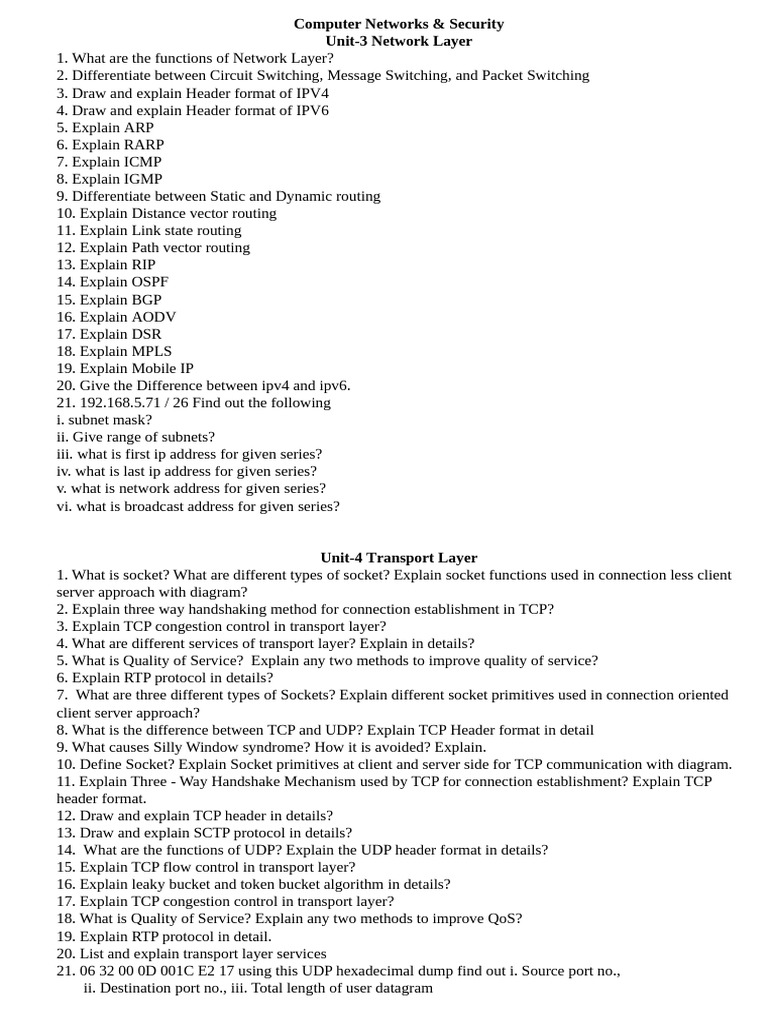 Cns Question Bank Pdf Internet Protocols Transmission Control
