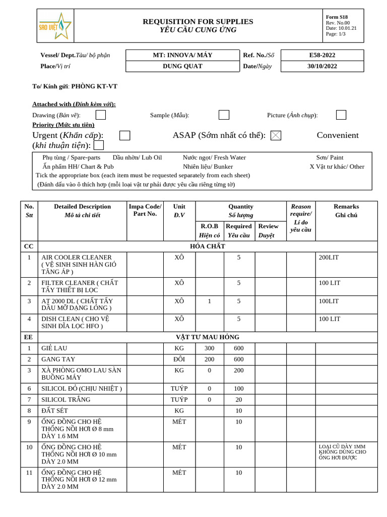 Form s18 e62 2022 requisition for supplies store after dry dock pdf