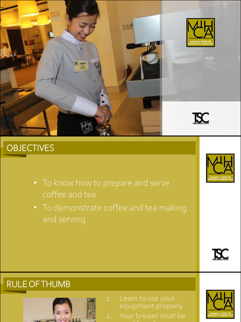 Coffee and Tea Service Techniques | PDF | Coffee | Drink