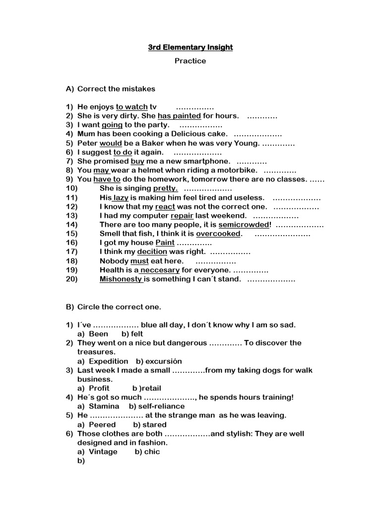 Elementary English Grammar Practice | PDF