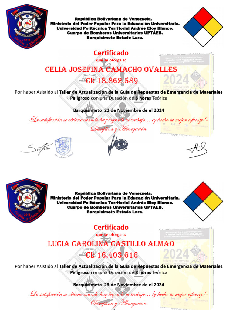 Certificados MATPEL PDF | PDF | Comandante | Bombero