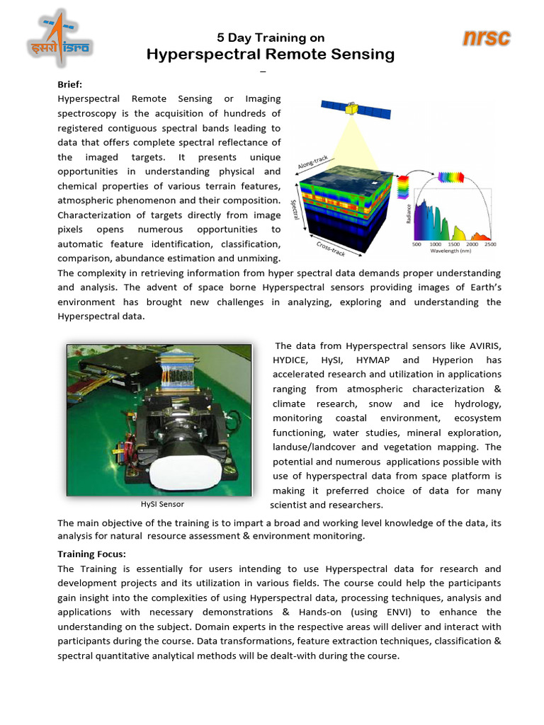 Hyperspectral Course Brochure 2023 | PDF | Remote Sensing