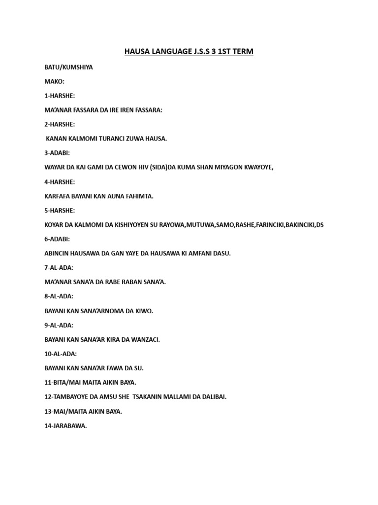 6617 - Hausa Language J | PDF