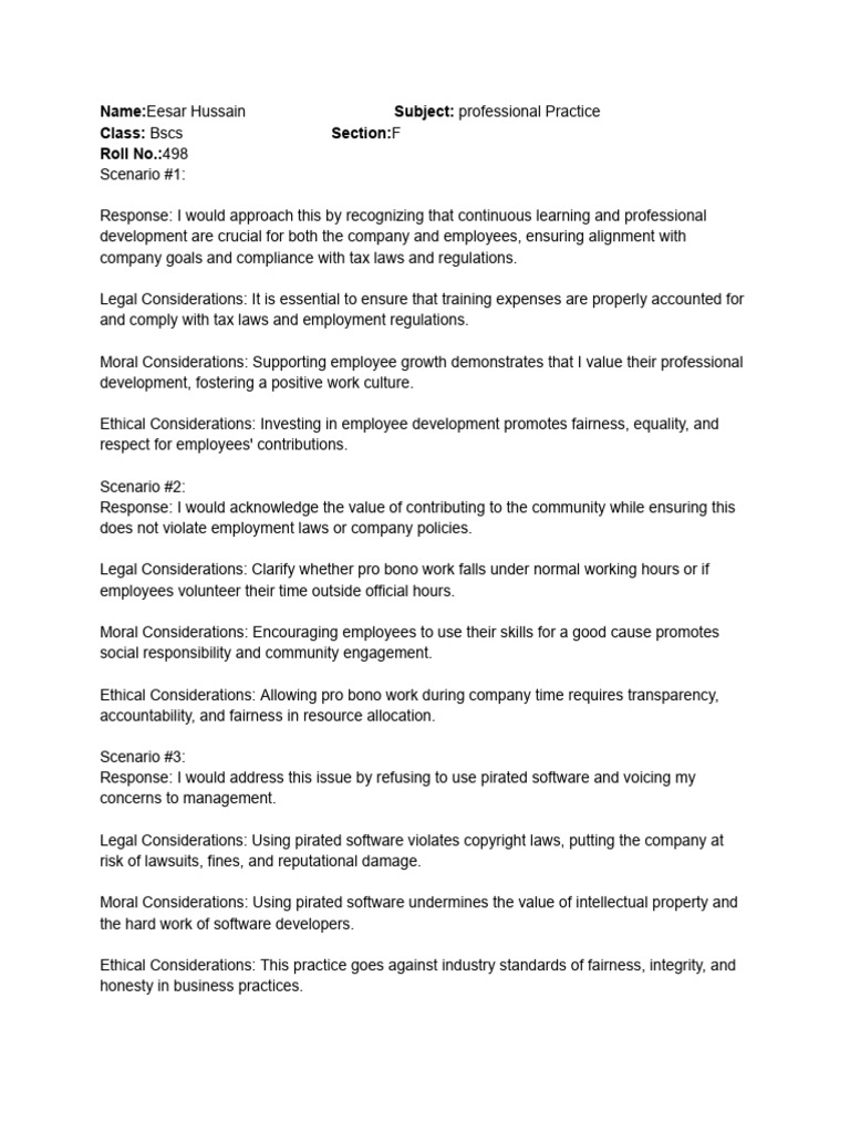 Name-Eesar Hussain Subject - Professional Practice | PDF