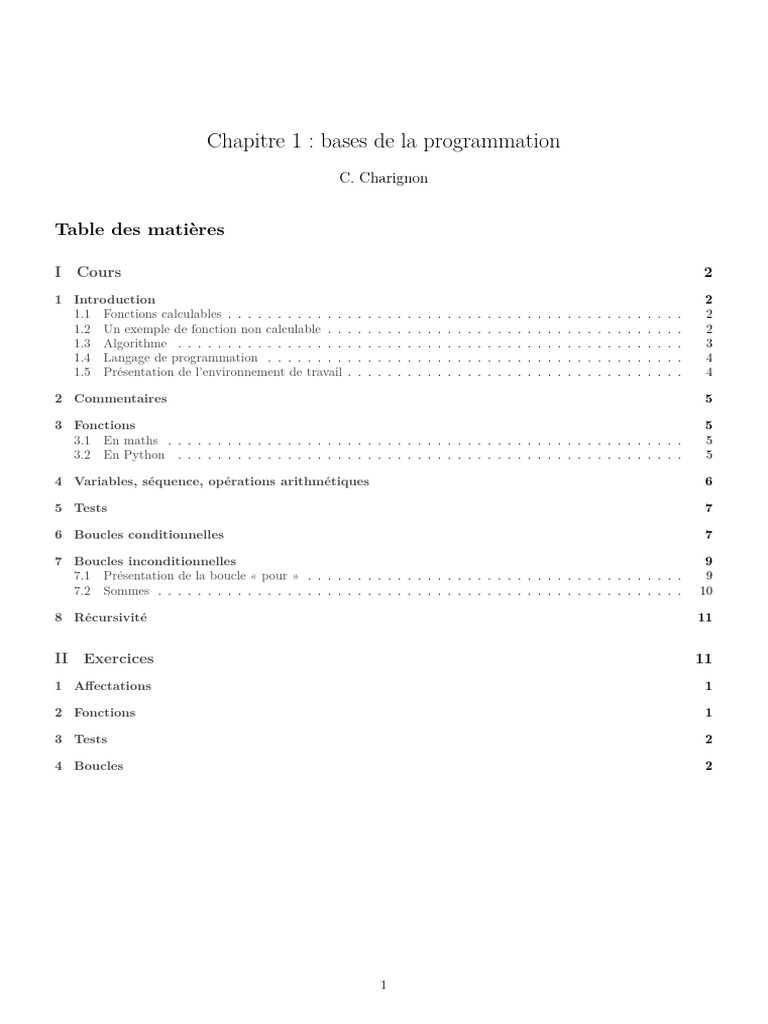 Introduction à la Programmation et Algorithmes | PDF | Théorie de la ...