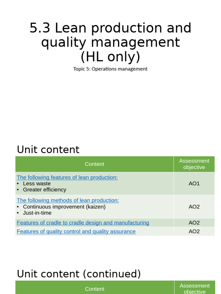 5 3+Lean+Production+and+Quality+Management+ (HL+ONLY) | PDF | Lean ...