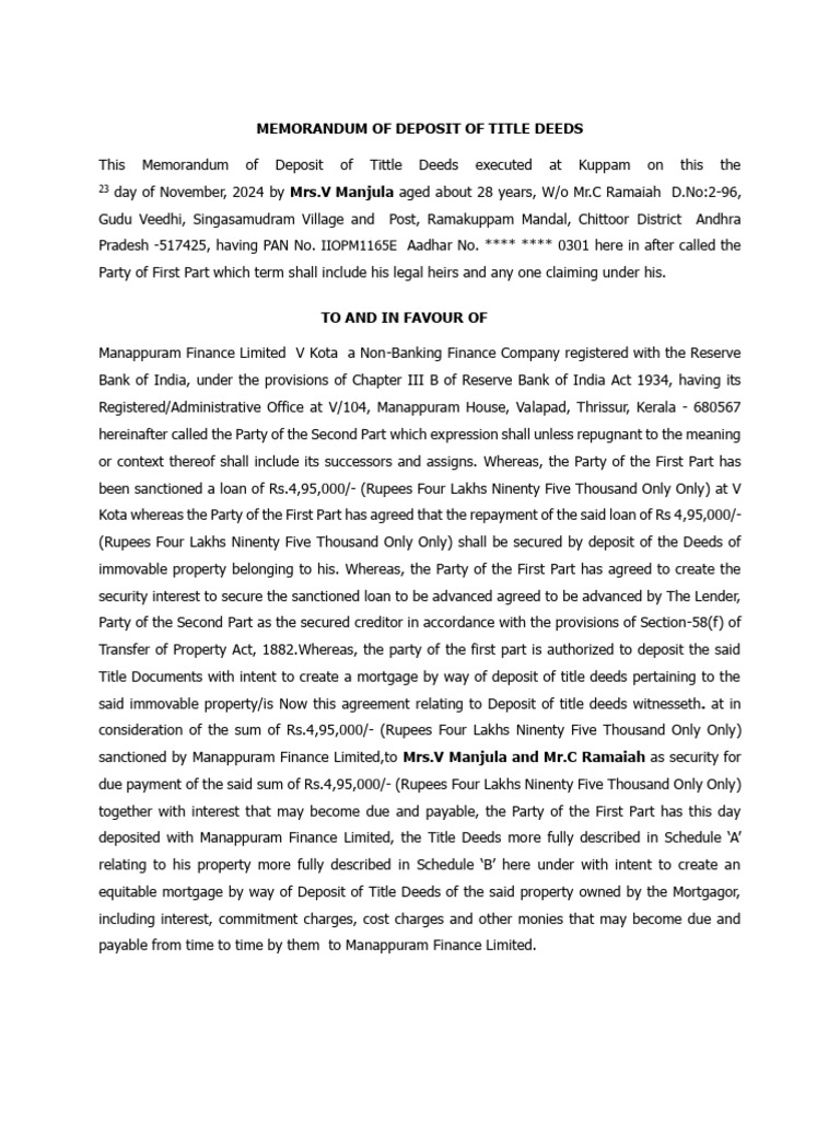Manjula Modt | PDF | Mortgage Law | Common Law