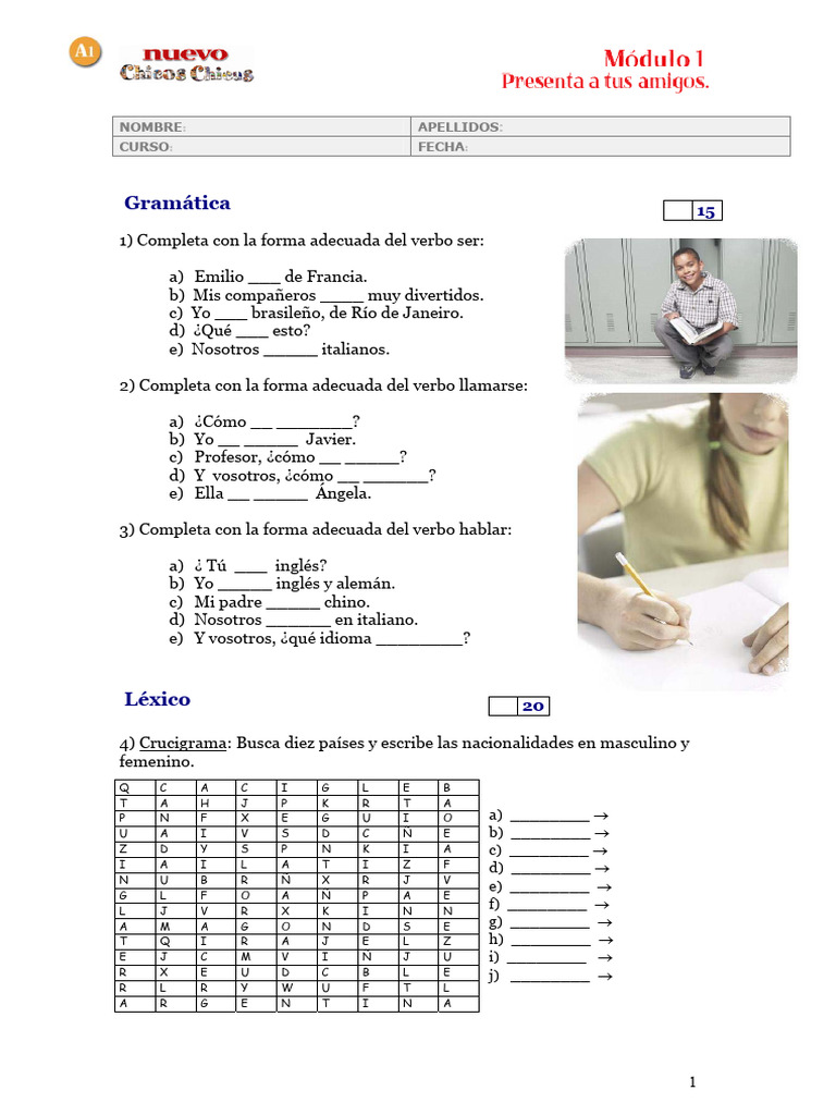 Ejercicios de Gramática y Léxico en Español | PDF | Comunicación humana ...
