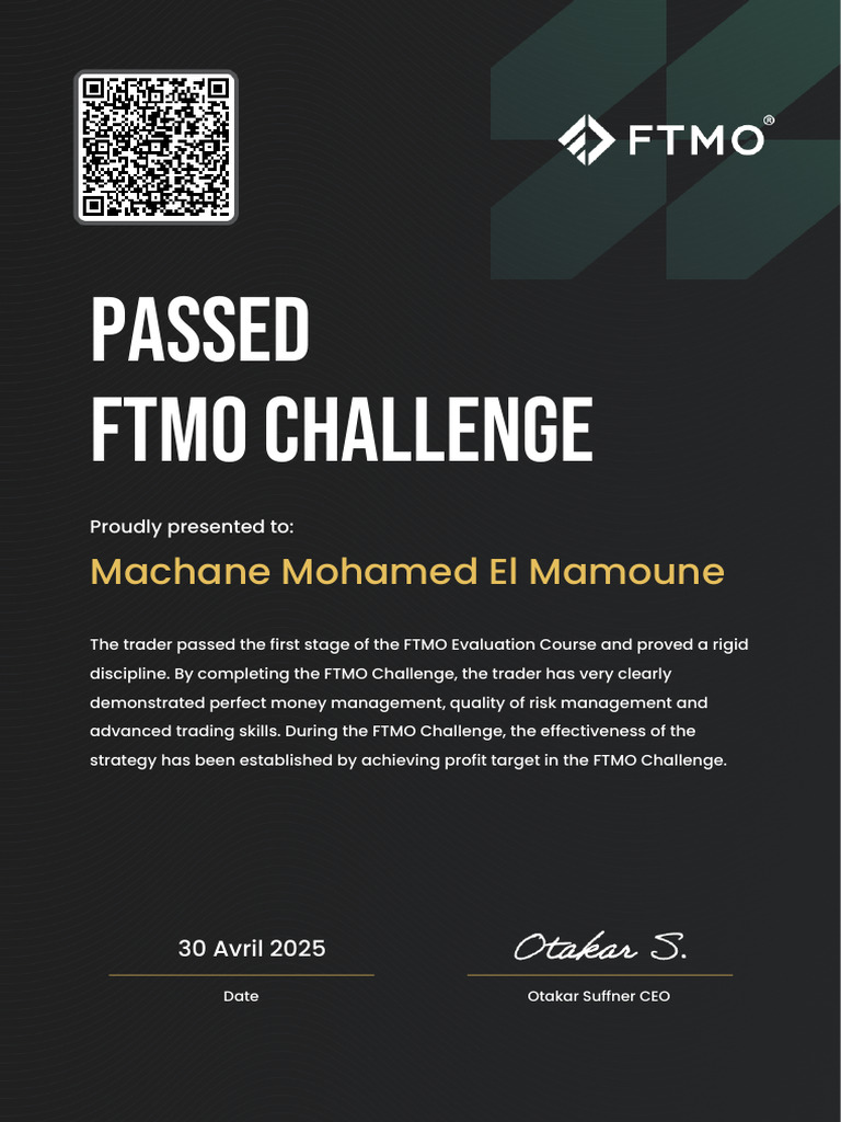 FTMO Challenge Success Certificate | PDF