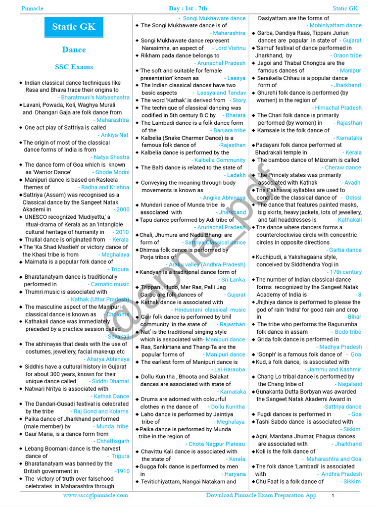apna - PDF) Pinnacle GS One Liner English 26000+ | PDF | Concert Dance |  Dances