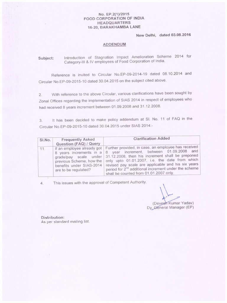 SIAS Clarification Addendum | PDF