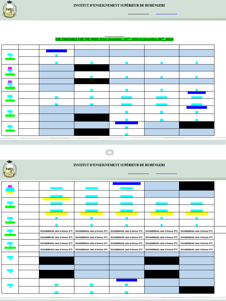 New Timetable For This Coming Week of 02-11-2024 To 06-11-2024 | PDF