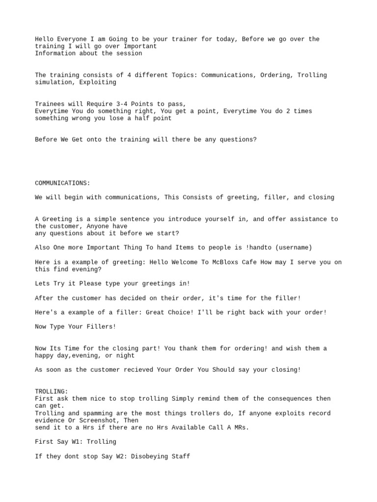 Trainings For Cafe | PDF