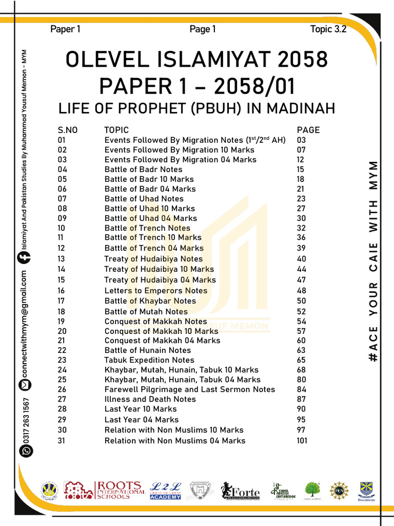 Life of Prophet in Madinah Notes | PDF | Muhammad | Medina