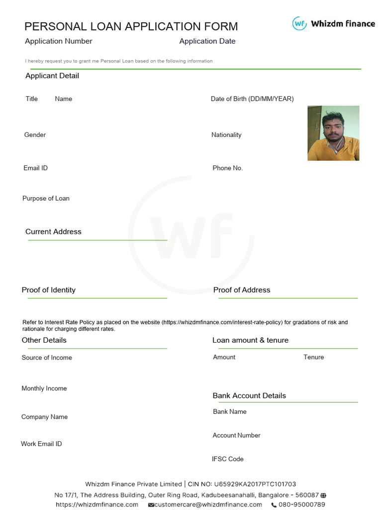 Personal Loan Application Form | PDF | Loans | Interest