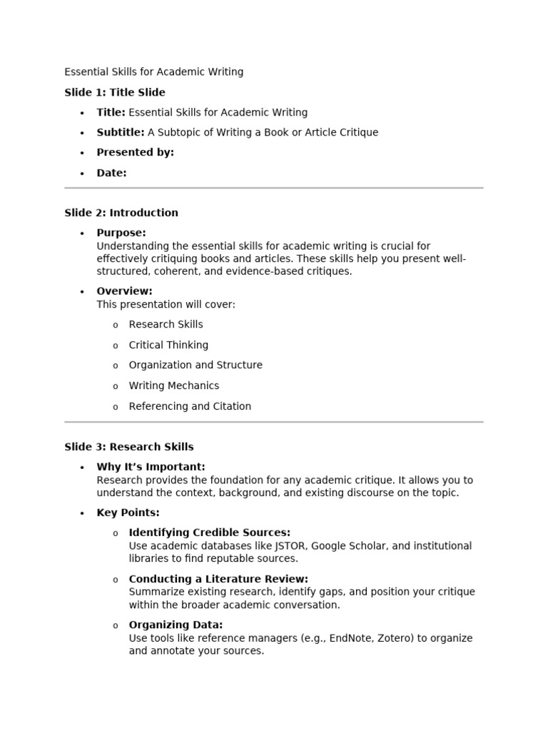 Essential Skills For Academic Writing Pdf Critical Thinking Citation