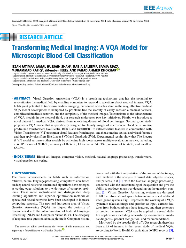 Transforming Medical Imaging A VQA Model For Microscopic Blood Cell ...