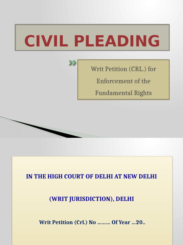 18 Model Draft of Writ Petitioncrl For Enforcement of Fundamental | PDF ...