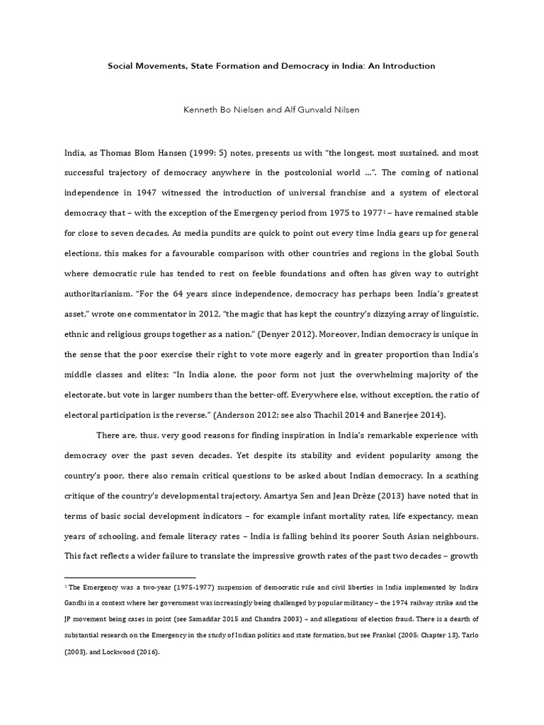 Social Movements and Democracy in India | PDF | Neoliberalism | Democracy
