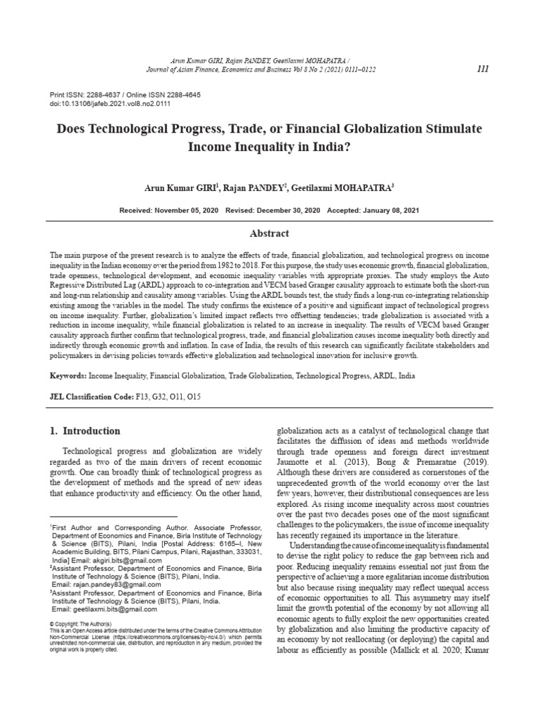Does Technological Progress Trade or Fin | PDF | Economic Growth ...