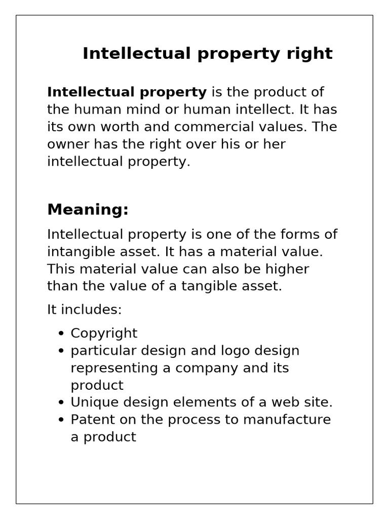 Intellectual Property Right | PDF | Intellectual Property | Social ...