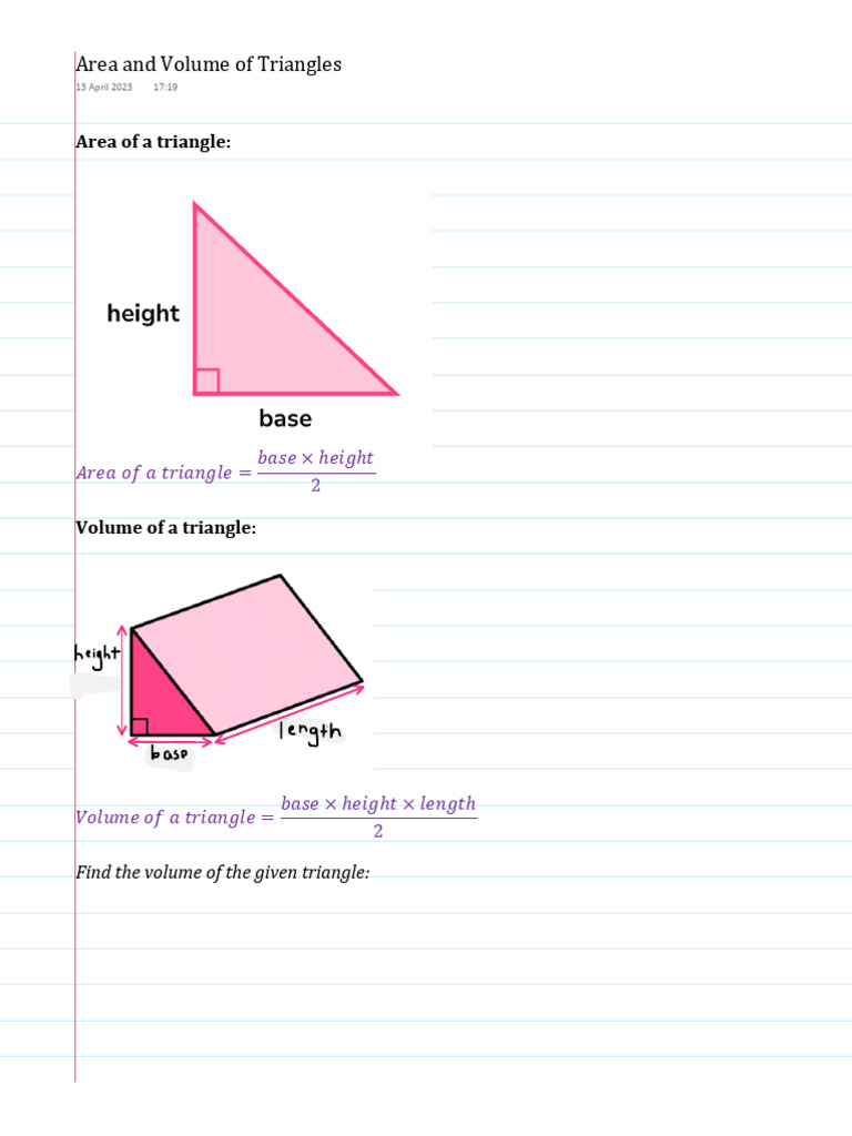 Area and Volume of Triangles | PDF
