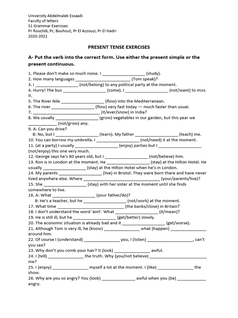 4 - Present Tense Exercises | PDF | Climate Change | Ice