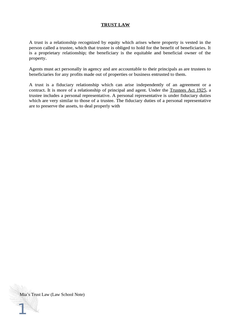 Understanding English Trust Law | PDF | English Trust Law | Natural ...