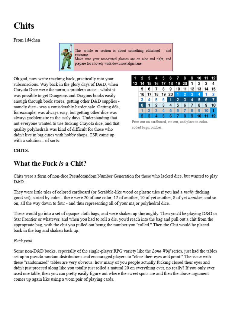 Chits - 1d4chan | PDF | Dungeons & Dragons | Gaming