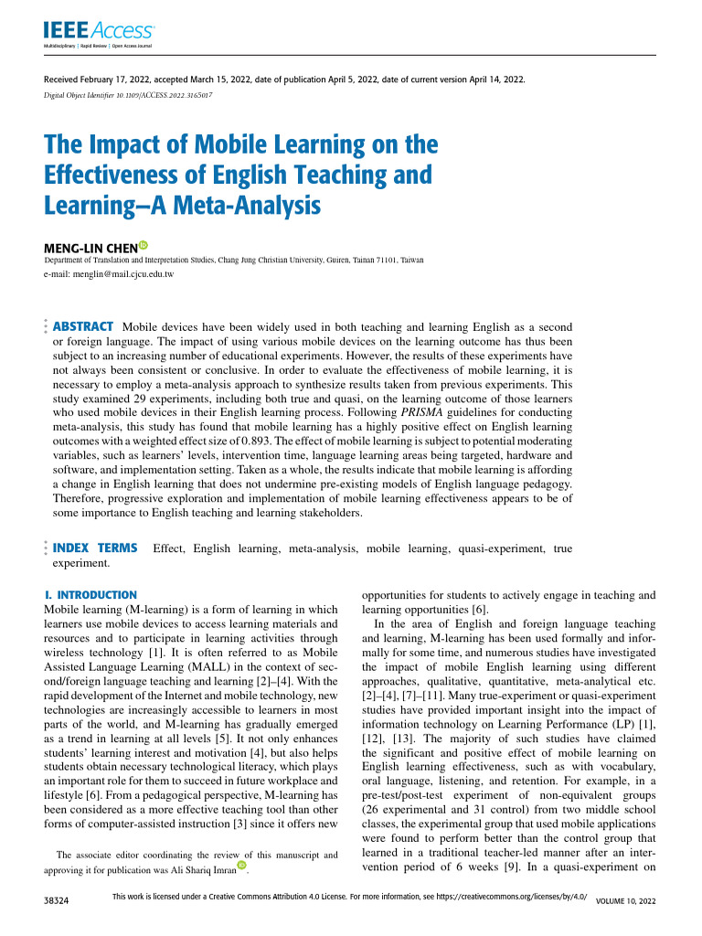 The Impact of Mobile Learning On The Effectiveness | PDF | Meta ...