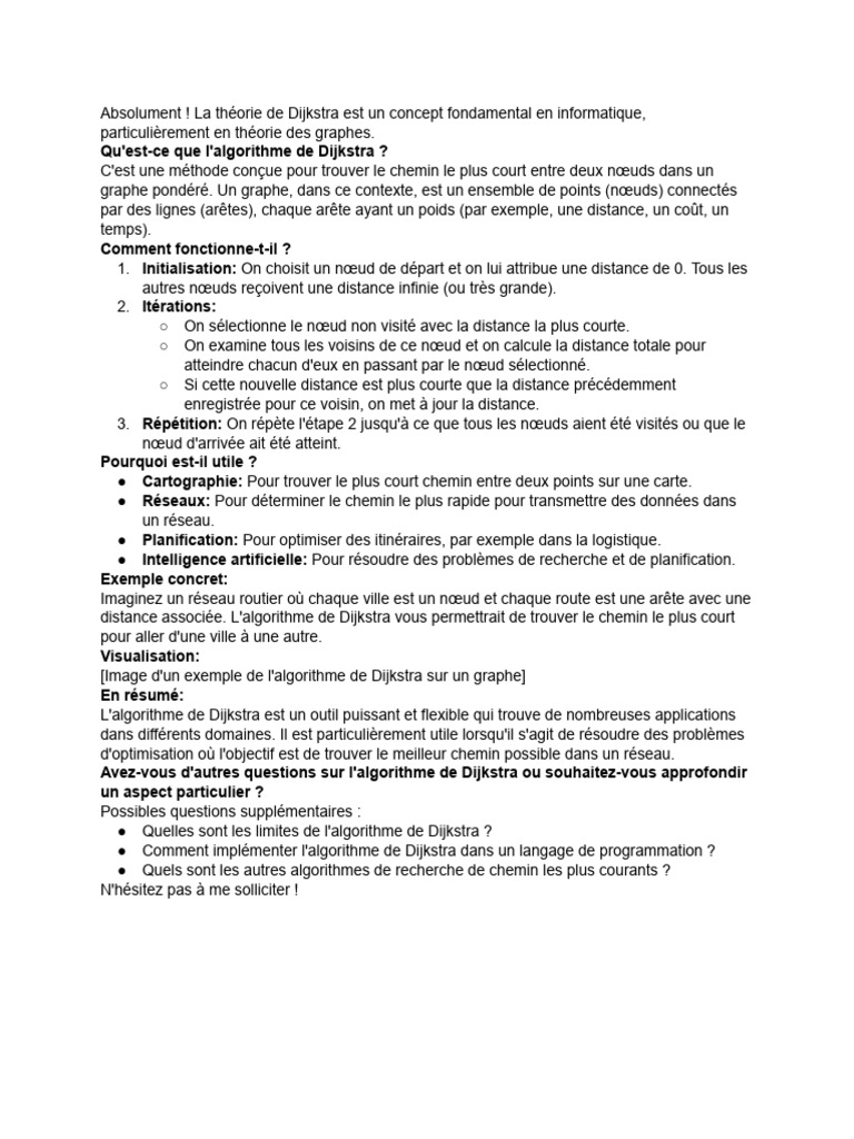 Algorithme de Dijkstra : Chemin le plus court | PDF | Informatique ...