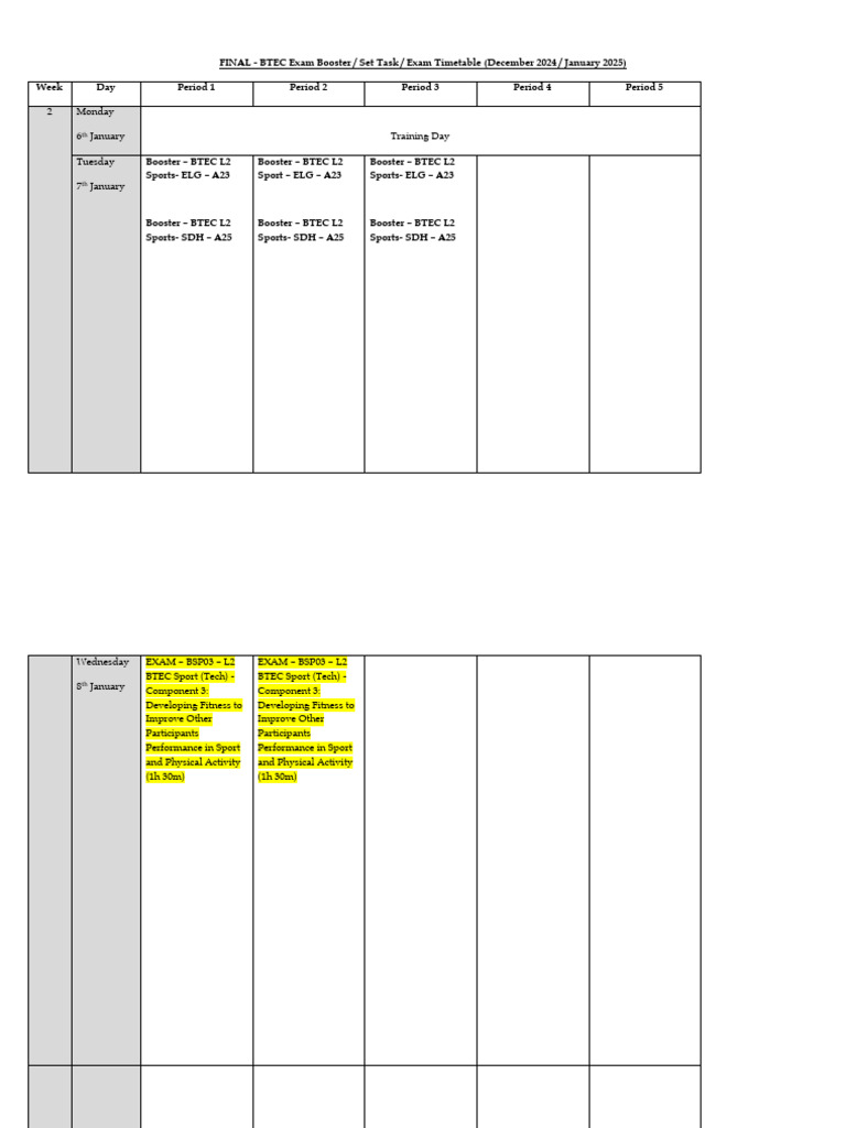 EDEXCEL BTEC EXAM TIMETABLE 2025 visual data 2
