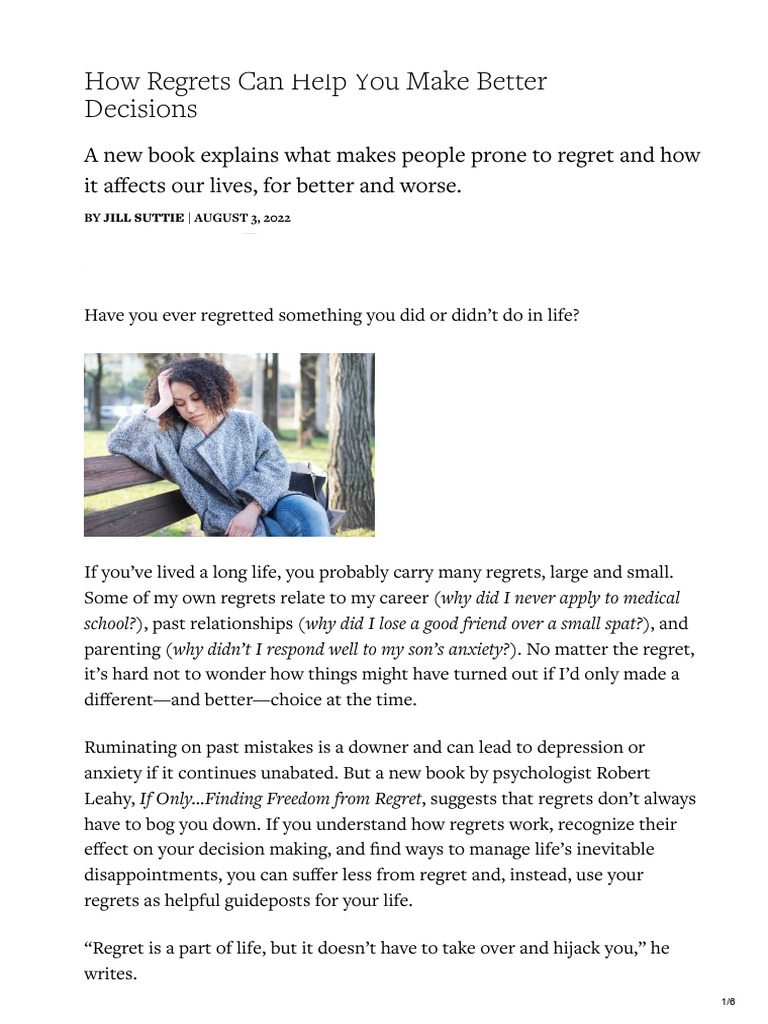 How Regrets Can Help You Make Better Decisions | PDF | Choice ...