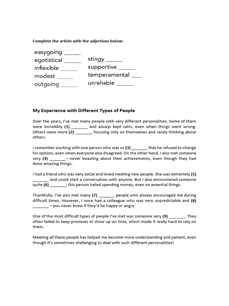 Adjectives for Describing People | PDF