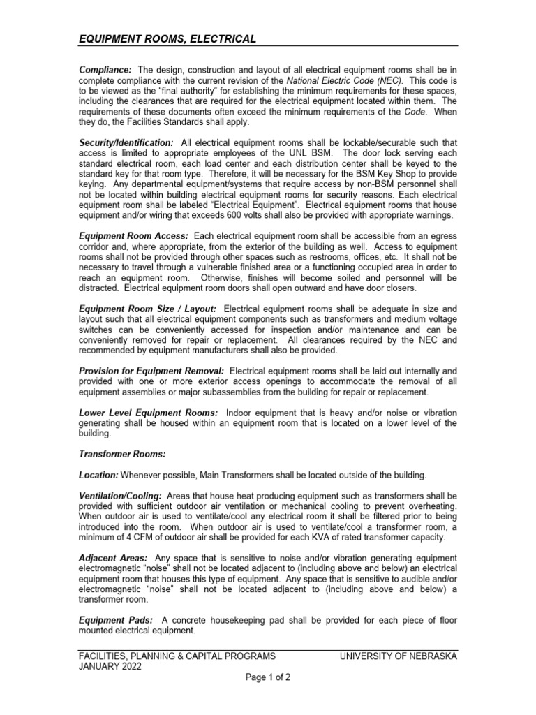 Electrical Room Design and Compliance | PDF | Transformer | Ventilation ...