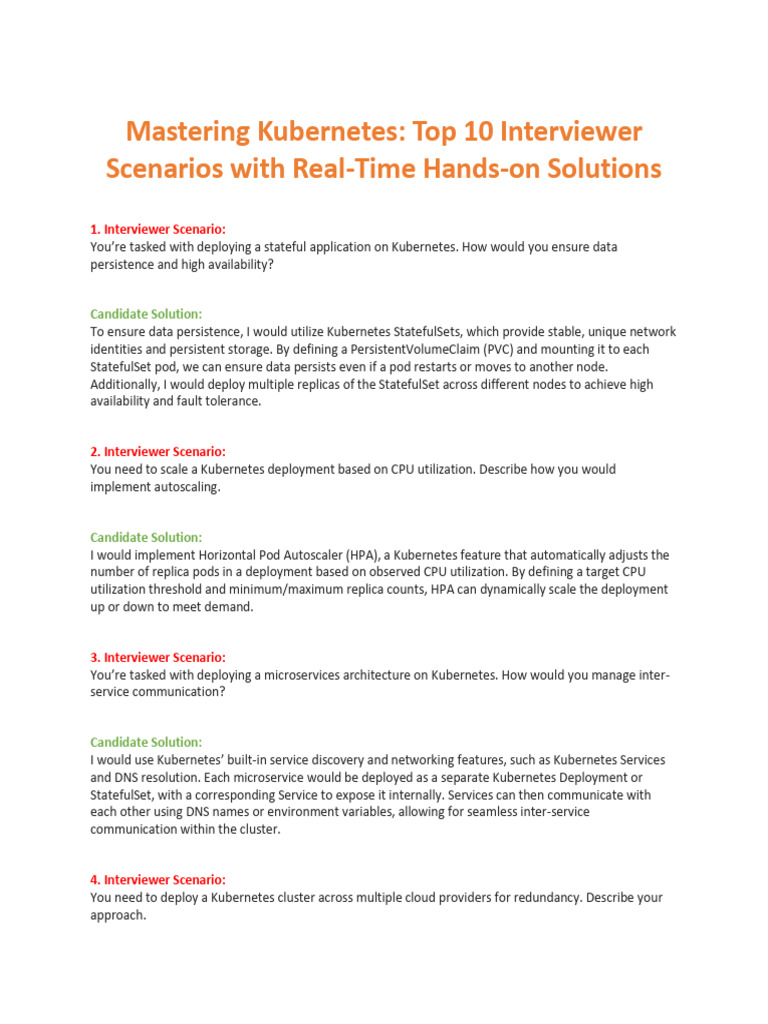 Kubernetes Interviewer Scenarios With Hands-On Solutions | PDF ...