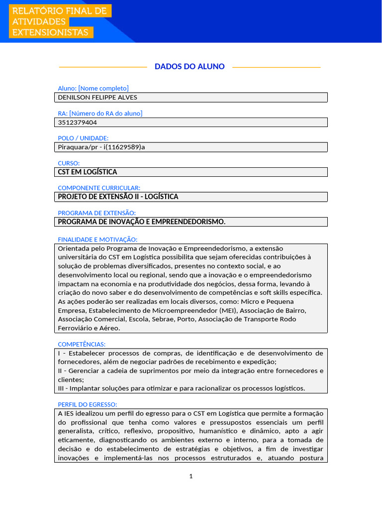 Projeto de Extensão em Logística | PDF | Logística | Cadeia de suprimentos