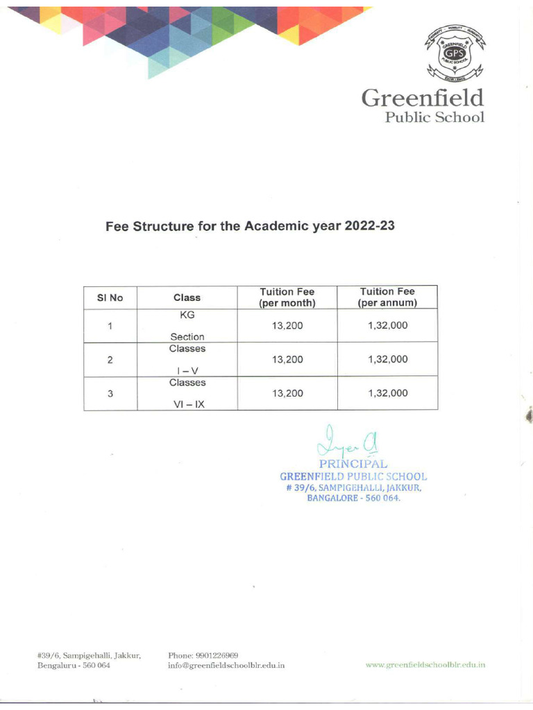 Fee Structure For The Academic Year 2021 22 | PDF