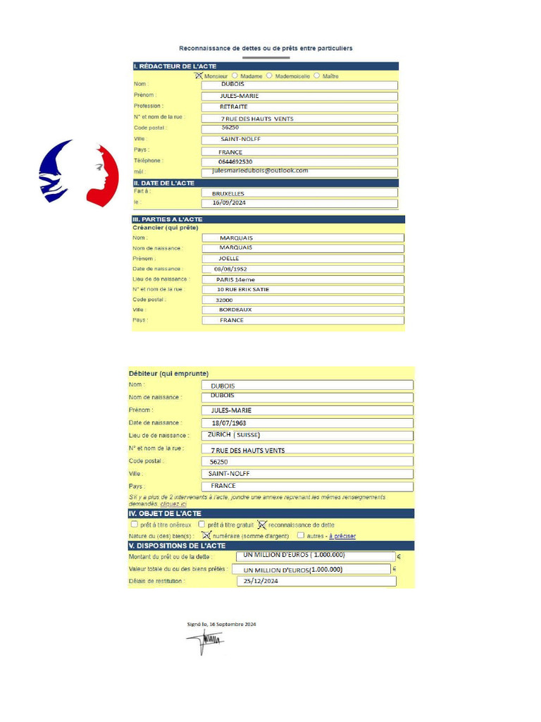 Reconnaissance de Dettes | PDF